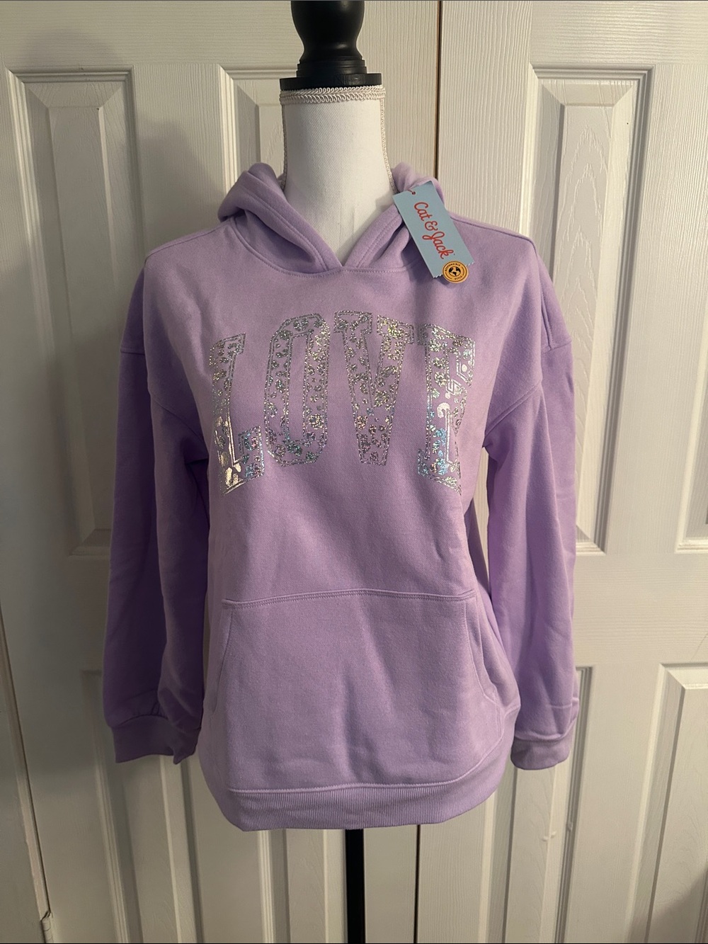 Cat & Jack Lavender Hoodie with Holographic LOVE